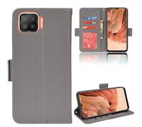 XFDSFDL® Étui pour Oppo F17/ A73 4G CPH2095/CPH2099 (6,44 Pouces) PU Cuir Housse Flip Coque Litchi Motif avec Support et Magnétique Boucle Latérale Portefeuille Shell de Protection Gris