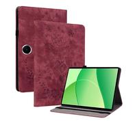 XFDSFDL® Étui pour Oppo Pad SE OPD2417 (11 Pouces) PU Cuir Housse Flip Coque Roseraie Motif avec Support Protection Cas Vin Rouge