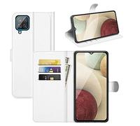 XFDSFDL® Étui pour Samsung Galaxy A22 4G SM-A225 (6,4 Pouces) PU Cuir Housse Flip Coque Litchi Motif avec Built Stand et Magnétique Fermeture Portefeuille Shell de Protection, Blanc