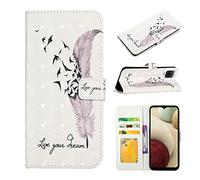 XFDSFDL® Étui pour Samsung Galaxy A22 4G SM-A225 (6,4 Pouces) PU Cuir Housse Flip Coque Plume D'Asuka Motif avec Built Stand et Magnétique Fermeture Portefeuille Protection Cas, 07