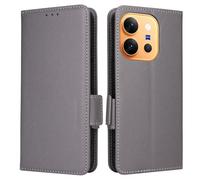 XFDSFDL® Étui pour Samsung Galaxy S26 FE SM-S741 (6,7 Pouces) PU Cuir Housse Flip Coque Litchi Motif avec Support et Magnétique Boucle Latérale Portefeuille Shell de Protection Gris
