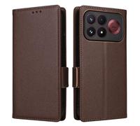 XFDSFDL® Étui pour Samsung Galaxy S26 FE SM-S741 (6,7 Pouces) PU Cuir Housse Flip Coque Litchi Motif avec Support et Magnétique Boucle Latérale Portefeuille Shell de Protection Café