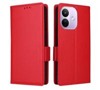 XFDSFDL® Étui pour Samsung Galaxy S26 FE SM-S741 (6,7 Pouces) PU Cuir Housse Flip Coque Litchi Motif avec Support et Magnétique Boucle Latérale Portefeuille Shell de Protection Rouge