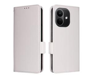 XFDSFDL® Étui pour Samsung Galaxy S26 FE SM-S741 (6,7 Pouces) PU Cuir Housse Flip Coque Litchi Motif avec Support et Magnétique Boucle Latérale Portefeuille Shell de Protection Blanc