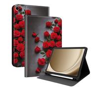 XFDSFDL® Étui pour Samsung Galaxy Tab A11+ SM-X230/SM-X236 (11 Pouces) PU Cuir Housse Style du Livre Coque Rose Rouge Motif avec Support et Veille/Réveil Automatique Protection Cas 06