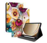 XFDSFDL® Étui pour Samsung Galaxy Tab A11+ SM-X230/SM-X236 (11 Pouces) PU Cuir Housse Style du Livre Coque Fleurs Colorées Motif avec Support et Veille/Réveil Automatique Protection Cas 03