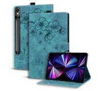 XFDSFDL® Étui pour Samsung Galaxy Tab S10 FE+ SM-X620/X626 (13,1 Pouces) PU Cuir Housse Flip Coque Chat Sakura Motif avec Stand Portefeuille Protection Cas Vert