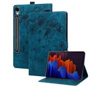 XFDSFDL® Étui pour Samsung Galaxy Tab S10 Ultra SM-X920/X926 (14,6 Pouces) PU Cuir Housse Flip Coque Chat Sakura Motif avec Stand Portefeuille Protection Cas Bleu