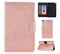 XFDSFDL® Étui pour Samsung Galaxy Tab S5e T720/T725 (10,5 Pouces) PU Cuir Housse Flip Coque avec Built Stand Portefeuille Veille/Réveil Automatique Brillant Bling Bling Protection Cas, Or Rose