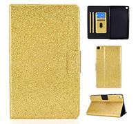 XFDSFDL® Étui pour Samsung Galaxy Tab S5e T720/T725 (10,5 Pouces) PU Cuir Housse Flip Coque avec Built Stand Portefeuille Veille/Réveil Automatique Brillant Bling Bling Protection Cas, Or