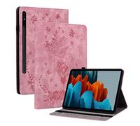 XFDSFDL® Étui pour Samsung Galaxy Tab S7 FE SM-T730/T733/736 (12,4 Pouces) PU Cuir Housse Flip Coque Roseraie Motif avec Built Stand Protection Cas Rose