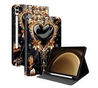 XFDSFDL® Étui pour Samsung Galaxy Tab S9+ SM-X810/X816/X818 (12,4 Pouces) PU Cuir Housse Style du Livre Coque Or Noir Motif avec Support Protection Cas 07