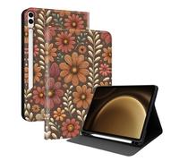XFDSFDL® Étui pour Samsung Galaxy Tab S9+ SM-X810/X816/X818 (12,4 Pouces) PU Cuir Housse Style du Livre Coque Bouquet de Fleurs Motif avec Support Protection Cas 04