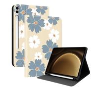 XFDSFDL® Étui pour Samsung Galaxy Tab S9+ SM-X810/X816/X818 (12,4 Pouces) PU Cuir Housse Style du Livre Coque Marguerite Bleue Motif avec Support Protection Cas 01