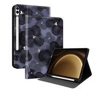 XFDSFDL® Étui pour Samsung Galaxy Tab S9+ SM-X810/X816/X818 (12,4 Pouces) PU Cuir Housse Style du Livre Coque Fleurs d'encre Motif avec Support Protection Cas 08