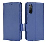 XFDSFDL® Étui pour Sony Xperia 10 II XQ-AU51/ XQ-AU52 (6,0 Pouces) PU Cuir Housse Flip Coque Litchi Motif avec Support et Magnétique Boucle Latérale Portefeuille Shell de Protection Bleu Foncé