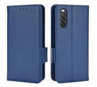XFDSFDL® Étui pour Sony Xperia 10 III XQ-BT52 (6,0 Pouces) PU Cuir Housse Flip Coque Litchi Motif avec Support et Magnétique Boucle Latérale Portefeuille Shell de Protection Bleu Foncé