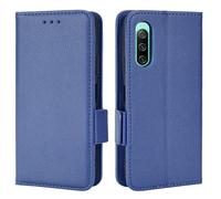 XFDSFDL® Étui pour Sony Xperia 10 IV XQ-CC54/ XQ-CC72 (6,0 Pouces) PU Cuir Housse Flip Coque Litchi Motif avec Support et Magnétique Boucle Latérale Portefeuille Shell de Protection Bleu Foncé