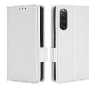 XFDSFDL® Étui pour Sony Xperia 10 V XQ-DC72/ XQ-DC54 (6,1 Pouces) PU Cuir Housse Flip Coque Litchi Motif avec Support et Magnétique Boucle Latérale Portefeuille Shell de Protection Blanc