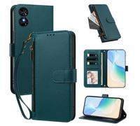 XFDSFDL® Étui pour TCL 50 SE / 40 NxtPaper (6,78 Pouces) Lanière PU Cuir Housse Eclair Portefeuille avec Supports et Magnétique Fermeture Recharge sans Fil Protection Coque Vert Foncé
