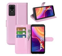 XFDSFDL® Étui pour TCL 501 T433D (6,0 Pouces) PU Cuir Housse Flip Coque Litchi Motif avec Support et Magnétique Fermeture Portefeuille Shell de Protection Rose Chaud