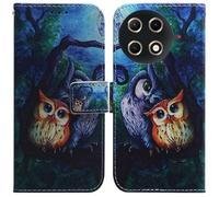 XFDSFDL® Étui pour Tecno Camon 30S/ 30S Pro (6,78 Pouces) PU Cuir Housse Flip Coque Chouette Motif avec Built Stand et Magnétique Fermeture Portefeuille Protection Cas 02