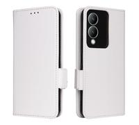 XFDSFDL® Étui pour Vivo Y17s (6,56 Pouces) PU Cuir Housse Flip Coque Litchi Motif avec Support et Magnétique Boucle Latérale Portefeuille Shell de Protection Blanc