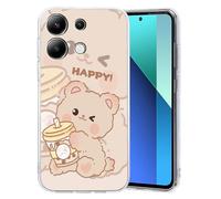 XFDSFDL® Étui pour Xiaomi Redmi Note 13 4G 23129RAA4G (6,67 Pouces) Ultra Mince TPU Souple Coque Thé au Lait Ours Motif Soft Case Placage Transparente Housse Protection 01