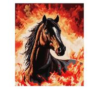 XFENDOUDOU Canevas Enfant Debutant Stitch Point De Croix Cheval animal Kit Canevas et Broderie Complet avec Fils 16x20inch