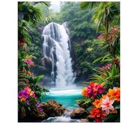 XFENDOUDOU Canevas kit complet adulte debutant demi point de croix Belle cascade Kit Canevas et Broderie Complet avec Fils à Broder 16X20 in