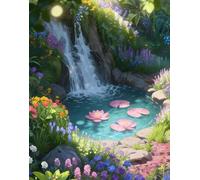 XFENDOUDOU Canevas kit complet adulte debutant demi point de croix Kit Fleurs de cascade 16X20 in