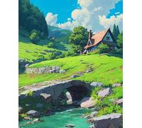 XFENDOUDOU Canevas kit complet adulte debutant demi point de croix Kit Magnifique paysage du pont de pierre 16X20 in