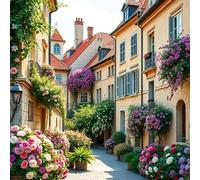 XFENDOUDOU Canevas kit complet adulte debutant demi point de croix Les rues des petites villes Kit Canevas et Broderie Complet avec Fils 16X20in