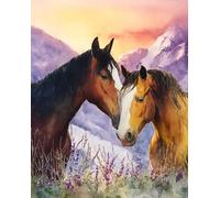 XFENDOUDOU Canevas Kit Complet Adulte Debutant Point De Croix cheval Kit Canevas et Broderie Complet avec Fils à Broder 16x20inch