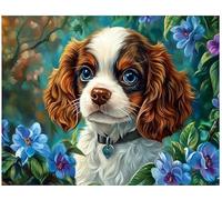 XFENDOUDOU Canevas Kit Complet Adulte Debutant Point De Croix Chien animal Kit Canevas et Broderie Complet avec Fils 16x20inch