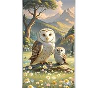 XFENDOUDOU Canevas Kit Complet Adulte Debutant Point De Croix Oiseau Hibou Décoration murale, cadeau à faire soi-même 16x20inch