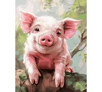 XFENDOUDOU Canevas kit complet adulte demi-débutant point de croix Animal Cochon Canevas et Broderie Complet avec Fils à Broder 16X20in