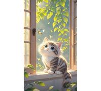 XFENDOUDOU Canevas Point De Croix Kit Complet Adulte Papillon et chat Kit Canevas et Broderie Complet avec Fils à Broder 16x20inch