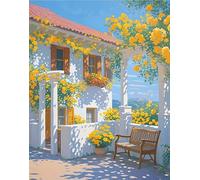 XFENDOUDOU Coffret point de croix débutant Des fleurs dans le coin DIY Kit Broderie Point de Croix 16X20 in