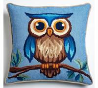 XFENDOUDOU Coussin Au Point De Croix Chouette mignonneDIY Coussin Point de Croix Adultes Débutants,Kit De Taie D'Oreiller Brodé À La Main 45x45cm