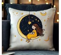 XFENDOUDOU Ensemble D'oreillers Point de Croix Pré Fille ange 11CT Taies d'oreiller de Broderie, DIY Main Brodé Housse sans Noyau d'oreiller pour Débutants et Adulte 45 x 45 cm Décoration d'intérieur