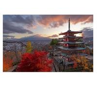 XFENDOUDOU Point De Croix Kit Complet Adulte 11 Ct Belle vue sur le mont Fuji Kit Canevas et Broderie Complet avec Fils à Broder 16x20inch