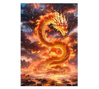XFENDOUDOU Point De Croix Kit Complet Adulte Facile Dragon fantastique Kit Canevas et Broderie Complet avec Fils 16x20inch