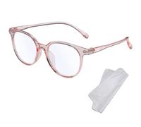 XFentech Lunettes Anti-Lumière Bleue - Anti-Lumière Bleue Monture Ronde Lunette Gaming Anti-Fatigue Lunettes de Lecture Lunettes de Jeu Verres Transparents pour Femmes Hommes - Rose Transparent