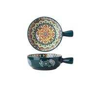 Xfeyaqlo Insalatiera 600 ml, Bowl Colazione Stile Bohémien, Ciotola Ceramica Adatto per Insalate, Noodles Istantanei, Muesli, Spuntini, Frutta, Snack (Verde)