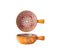 Xfeyaqlo Insalatiera 600 ml, Bowl Colazione Stile Bohémien, Ciotola Ceramica Adatto per Insalate, Noodles Istantanei, Muesli, Spuntini, Frutta, Snack (Giallo)