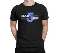 XFHATTN Men Tops Vintage Summer Short Sleeve T Shirt Babylon 5 BAB COM Custom Short Sleeve Manga Clothes Cotton