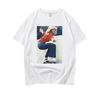 XFICSD T-Shirt Farrah Fawcett À Manches Courtes pour Hommes Et Femmes, Haut Confortable À Col Rond, Chemise Imprimée De Dessin Animé À La Mode, Manches Courtes Amples-Black||XS