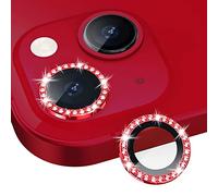 Xfilm Bling Diamond Camera Lens Protector for iPhone 13 / iPhone 13 Mini HD Clear Tempered Glass Lens Camera Camera Lens Cover Cover Friendly Case Proof (Diamond Red)