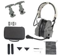 XFLHXY Casque de Communication Tactique avec Adaptateur de Rail Arc, Réduction du Bruit, Amplification NRR 24 DB, Protection Auditive pour Tireurs(Gray)